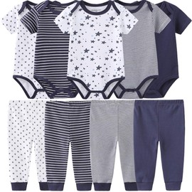Conjunto de canastilla para bebé y niño, conjunto de 9 piezas, conjunto de pantalones unisex para bebé, Set marino mar, 0-3 meses