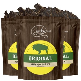 Jerky.com Original Buffalo Jerky 3-Pack - Exotic Jerky High Protein, Gluten-Free, All-Natural Exotic Snack - Premium Wild Game Meat - Perfect for Hiking, Camping, and On-the-Go 1.75oz (Pack of 3)