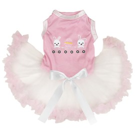 Petitebelle Bunny Egg Train Puppy Dog Dress (Pink/Beige, X-Large)
