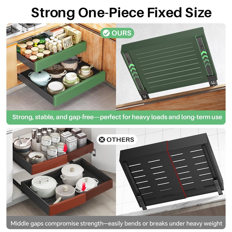 Pull out Cabinet Organizer, 21"Deep, Heavy Duty Full-Extension Slide out