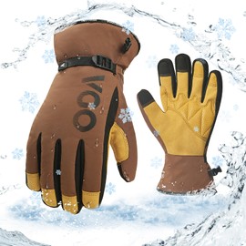 Vgo... Winter Waterproof Gloves Men Touchscreen, Utility Thermal Gloves for Working Scooter Freezer Walking Skiing Warehouse Multipurpose in Cold Weather, 1 pair