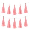 MECCANIXITY 15Pcs Light Pink Tassel Garland Banner with Rope Tissue