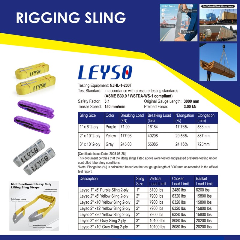 Leyso Pack of 6 Purple 6' x 1" Multifunctional Heavy