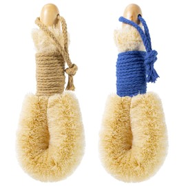 Beomeen 2Pcs Dry Brushing Body Brush for Lymphatic Drainage, Naturals Fibers Sisal Shower Brush for Cleaning Body, Exfoliator Back Scrubber for All Kinds of Skin, Bath, Royal Blue & Khaki,S