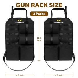 Hunthor Truck Gun Rack (A Pair), 900D Sturdy Seat Back Gun Rack, Adjustable Truck Gun Storage, Automotive Gun Racks Rifle Holder for Jeep (Black 01)