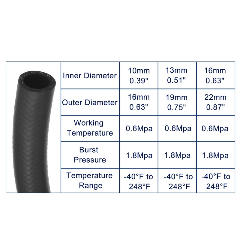 X AUTOHAUX Car 3.28ft Fuel Line 0.63" ID 0.87" OD