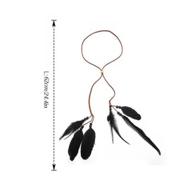 Zoestar Boho Feather Headband Hippie Vintage Headpiece Indian Head Chain Hair Jewelry Tribal Hair Accessories for Women and Girls (Black)