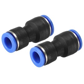 sourcing map Push to Connector Fitting, 12mm to 10mm Tube OD Quick Connect Air Line Hose Pipe Fitting Straight Pneumatic Connector, Black 2Pcs