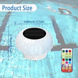 RLRTWIN Solar Floating Pool Lights RGB Color Changing, IP68 Waterproof Float or Hang Swimming Pool Lights for Garden, Party (Solar Pool Chlorine Floater Light)