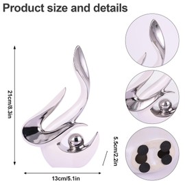 PlivBloom Gold Living Room Decor Table,Sculptures Home Decor,Modern Abstract Art,Dinner Table Centerpiece Decor,Ceramic Statue and Figurines Decorations Accent,Adorno para Mesa Comedor (White Silver)