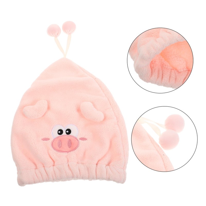 Ipetboom Cute Cartoon Hair Drying Towel Cap for Women Quick