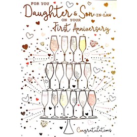 Daughter & Son-in-Law First Anniversary Card ~ 1st Wedding Anniversary