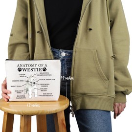 VAMSII West Highland White Terrier Lover Gift Anatomy of A Westie Makeup Bag Westie Mom Cosmetic Bag Westie Dog Merch (Anatomy of A Westie M C)