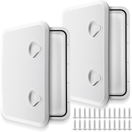 Datanly 2 Pcs Marine Boat Deck Hatch 24" x 14" Boat Access Hatch & Lid, 180 Hinge Strong Recessed Handle for Marine Yacht Rv Truck Vent Accessories, Easy to Install(White)