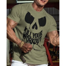 KillWorkout Shirts for Men, Funny Workout Gym Shirt Lifting T-Shirt (3XL, KillWorkout Military Green)