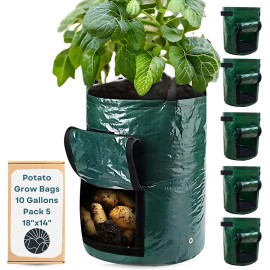 SunVara Potato Grow Bags Garden Waterproof Reusable Vegetable Plant Pots Fruits 5 Pack