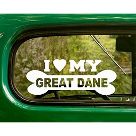 2 Great DANE Dog Breed Decals I Love My Dog White Sticker for Car Truck Window Jeep Rv Laptop Bumper Motor Home