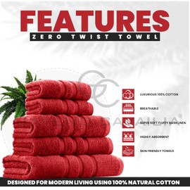 GC GAVENO CAVAILIA Premium Hand Towels For Bathroom - Egyptian Cotton Hand Towel Set - 550 GSM Hand Towel Set of 2, Red