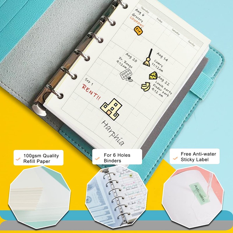 A7 Planner Refill,4 Packs per Set, Monthly Plan Paper, A7