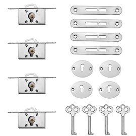 LC LICTOP Decorative Jewelry Case Lock Cylinder Cabinet Lock Antique Lock Replacement for Drawer Cupboard Furniture Wood Boxes - Bright Chrome - 4Sets