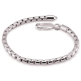Meilanduo 5mm Box Chain 925 Sterling Silver Nickel Free Bracelet Lobster Claw Clasp 6.7" 7" 7.5" 8" 8.5" 9" Inch for Men & Women (Silver-Tone, 8.5")