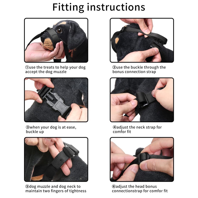 HEELE Dog Muzzle with Head Strap and Adjustable Loop and
