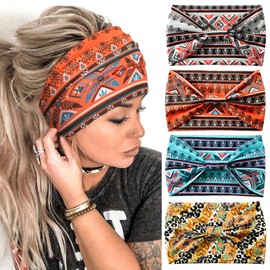 Kavya Women's Hair Band, Pack of 4, Wide Headband, Women's Boho Headband, Soft Elastic Hair Bands, Yoga Headband, Women and Girls Hair Accessories