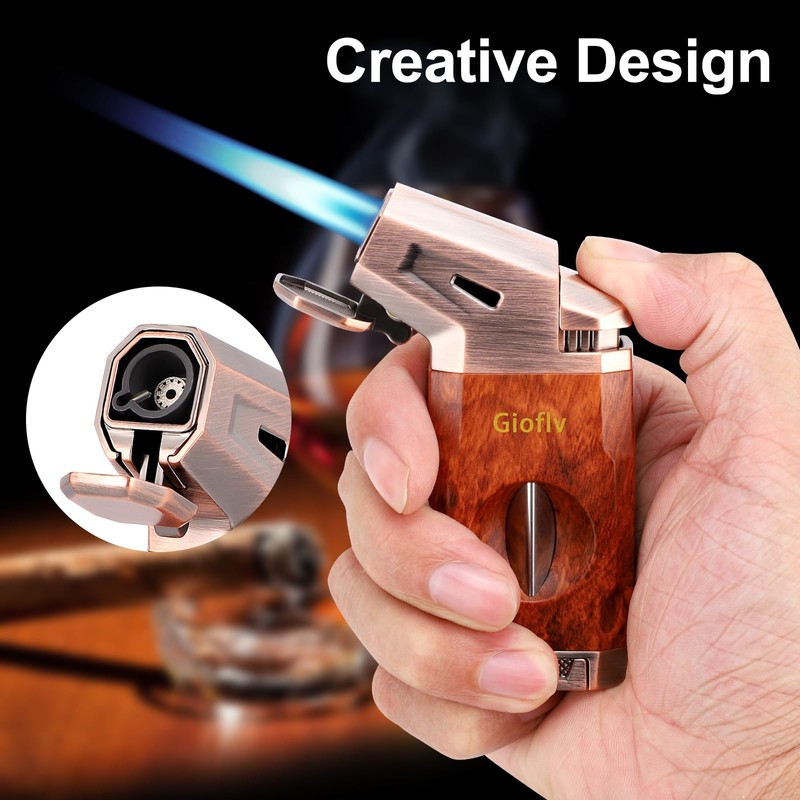 Gioflv Torch Lighter with Triple Jet Flame - Windproof &