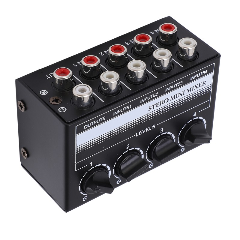 Stereo Mini Mixer Passive Audio Signal Controller 4 Channel Hub