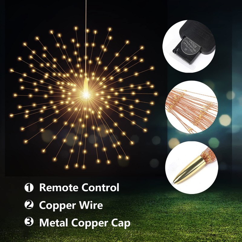 4 Pack 800 LED Starburst Sphere Lights, Battery Operated Firework