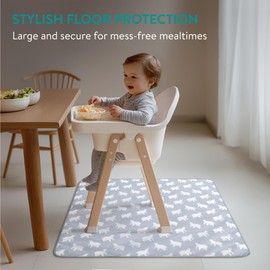 Navaris Non-Slip High Chair Mat - Large Splash Mat Waterproof - 110 x 110 cm - Splash Mat Floor Protection Chair Mat - Splash Mat for Baby High Chair - Polar Bear
