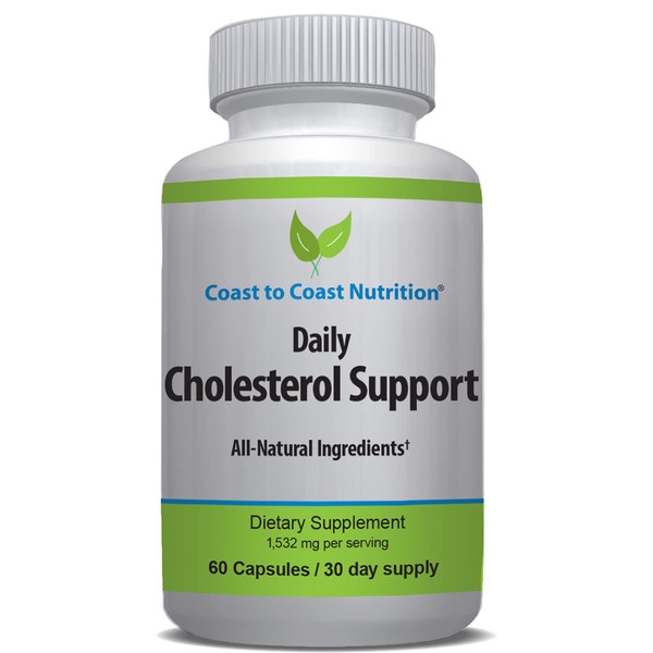 Coast to Coast Nutrition Cholesterol Support Supplement - Support Cardiovascular & Arteries Wellness, Address Bad LDL Levels - Promote Heart Health & Blood Flow - 60 Capsules