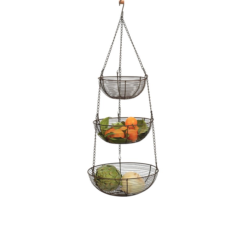RSVP International Hanging Storage Collection 3-Tier Baskets, Bronze Woven Wire