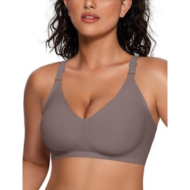 Vertvie Womens Wireless Bras No Underwire Push Up Bra Seamless Supportive Full Coverage Everyday Bras Regular and Plus Size(Grey,X-Large)