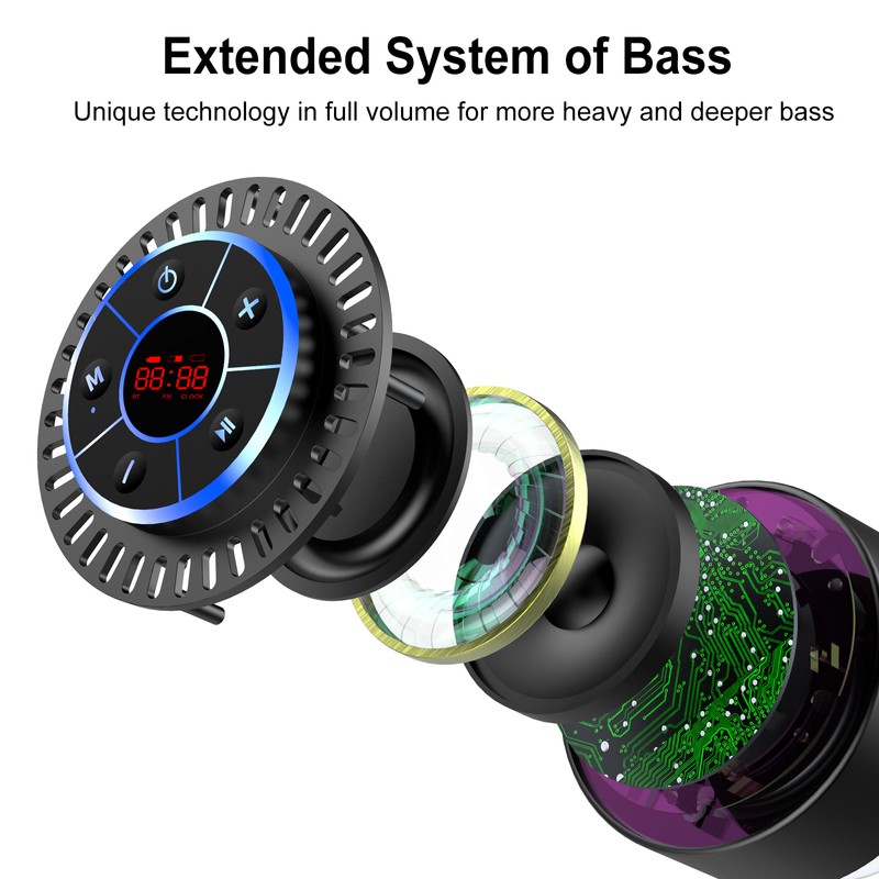 IPX7 Waterproof Bathroom BT Speaker Dustproof Shockproof LED Time Display