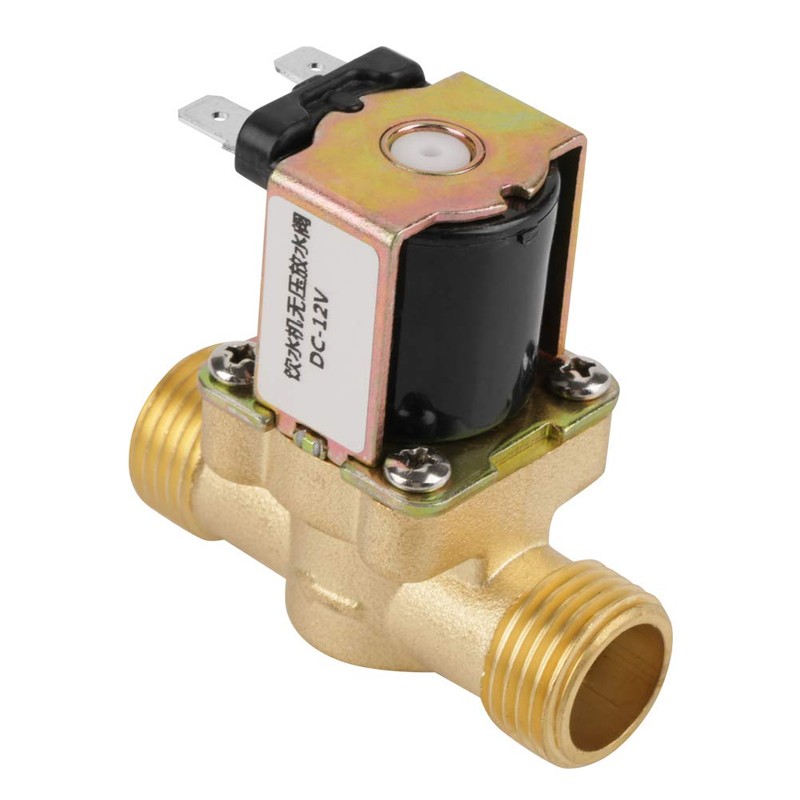 Akozon Solenoid Valve, 12V BSPP G1/2 Brass N/C Normally Closed