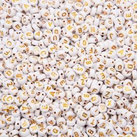 1000pcs 4x7mm Letter Beads, Acrylic Alphabet Beads A-Z Round Letter Beads for Friendship Bracelets Necklaces DIY Crafts Gifts Jewelry Making (White Gold)