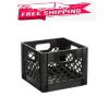 Juggernaut Storage 16QT Plastic Heavy-Duty Plastic Square Milk Crate Black