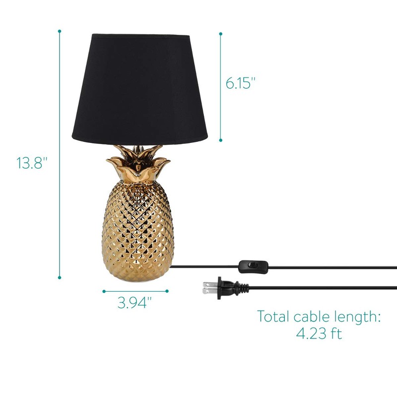 Navaris Gold Pineapple Table Lamp - Mini Lamp 13.8" Tall