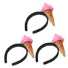 Healeved 3pcs Facial Headband Cute Ice Cream Design Durable for