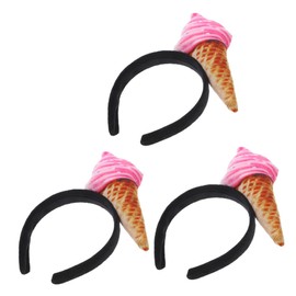 Healeved 3pcs Facial Headband Cute Ice Cream Design Durable for Makeup Spa and Hair Styling Fit for Women Versatile Hair Accessories