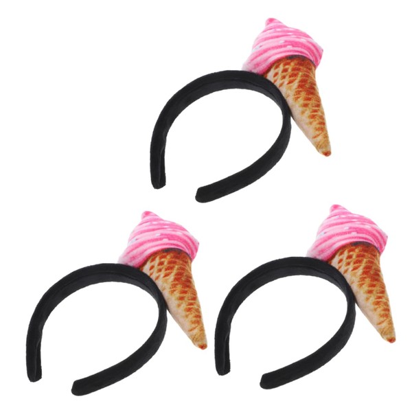 Healeved 3pcs Facial Headband Cute Ice Cream Design Durable for