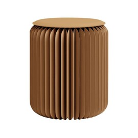 Home Furniture Modern Design Accordion Portable Folding Paper Stool Kraft Paper Relaxing Multifunction Round Foot Stool Side table-Fashion Paper Design Ideal for School Living Dining Room (Brown)