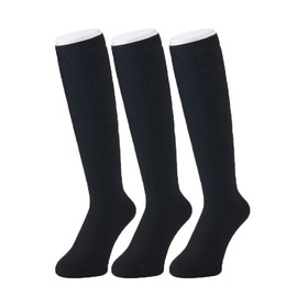 HOKARON Women's High Socks, Moisture Absorption, Heat-Generating, Antibacterial, Odor-Resistant, Total Pile, 8.9 - 9.8 inches (22.5 - 25 cm), Black