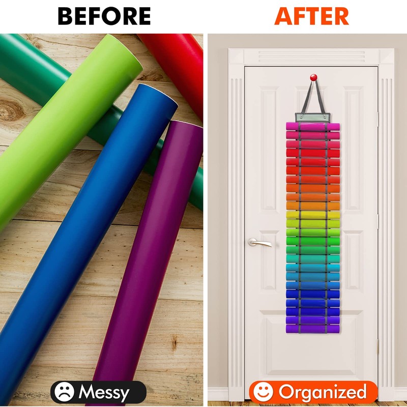 Nanaborn Vinyl Roll Storage 24 Compartments Doors Organizer Wall Holder