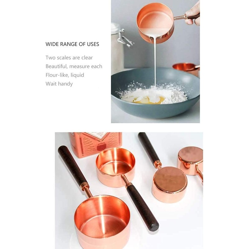 ANCLLO Stainless Steel Measuring Cups Set with Walnut Handle for