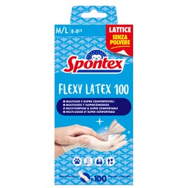 Latex Gloves Flexy Latex x 100 Card Spontex Latex Gloves Disposable Gloves Latex Gloves Pack of 100 Size M/L
