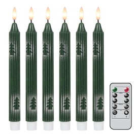 Eldnacele LED Stabkerzen mit Fernbedienung und Timer, 6er Set batteriebetriebene flammenlose Kerzen mit wachsbeschichtetem Design und 3D-Flamme für Weihnachten, Kamin-Dekoration