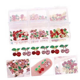 Healeved 300pcs Cherry Nail Charms Nail Rhinestones and for Women for Parties and Gatherings