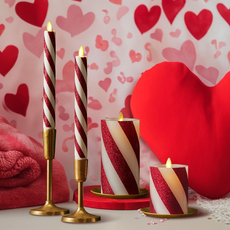 Luminara Candy Cane Flameless Moving Flame LED Candle (6.5-inch) Real